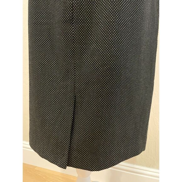 ~ Ann Taylor Factory Skirt 12 Lined Black Dots Zip Hook Slit Pleat Straight - Picture 3 of 15